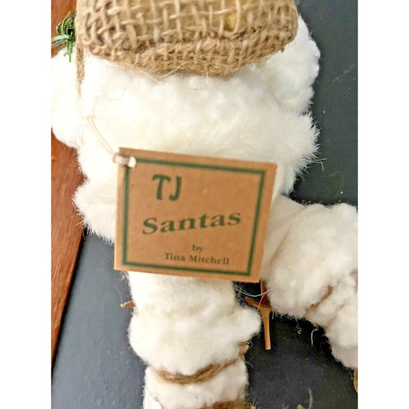 TJ Santas by Tina Mitchell 8" Santa Fuzzy White Rustic Snowshoe Ornament #905376 - Picture 7 of 15